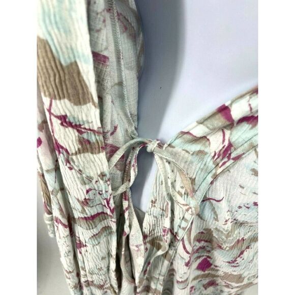 Soft Surroundings Long Robe Size S Gauzy Cotton Blend Floral Pockets Belt - Picture 9 of 16